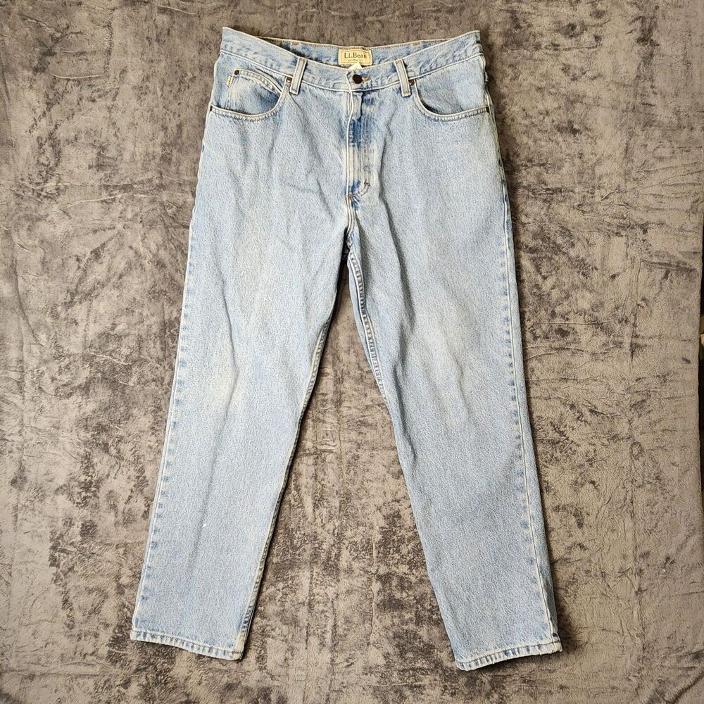 L.L. Bean Vintage Classic Mens Double L Jeans light‎ blue denim wash Sz 34x29